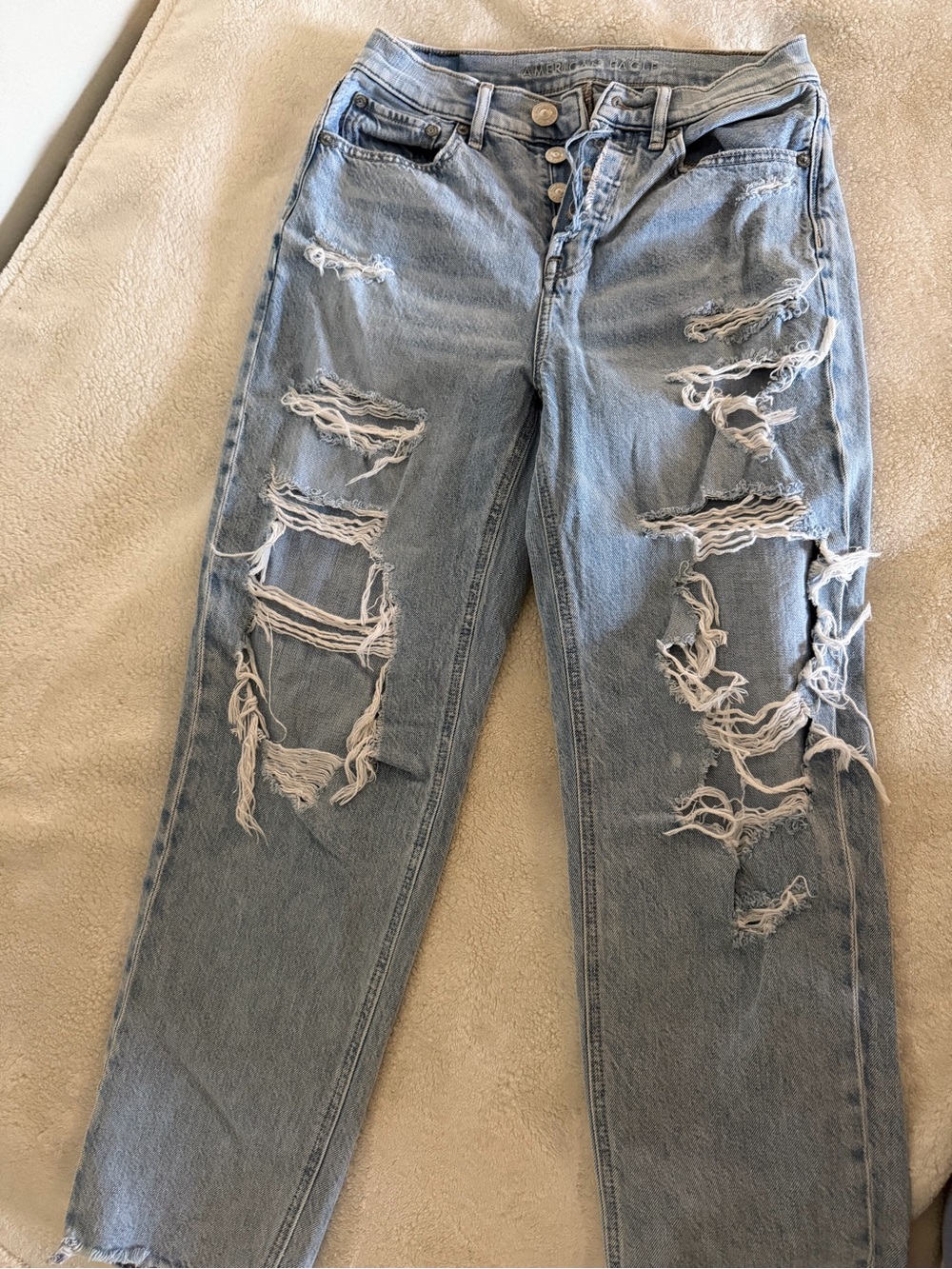 American Eagle Outfitters Light Blue Ripped Boyfriend Jeans